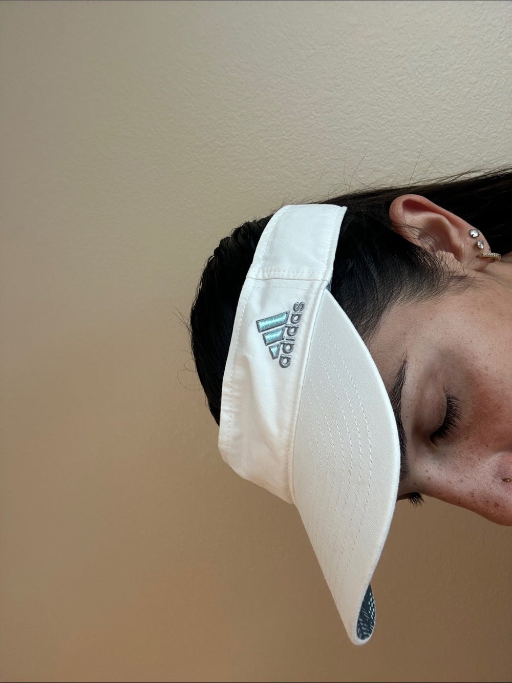 adidas White Visor with Teal Accent